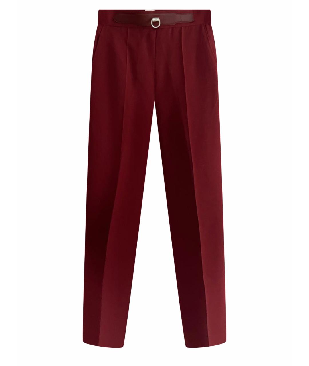 HERMES PRE-OWNED Бордовые шерстяные прямые брюки, фото 1