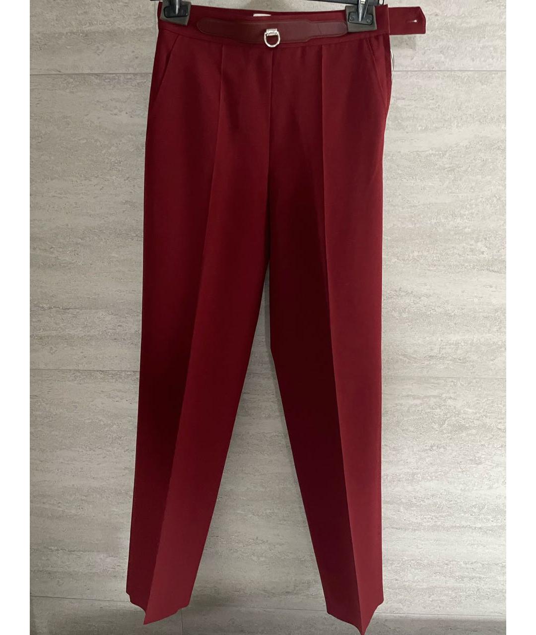 HERMES PRE-OWNED Бордовые шерстяные прямые брюки, фото 6