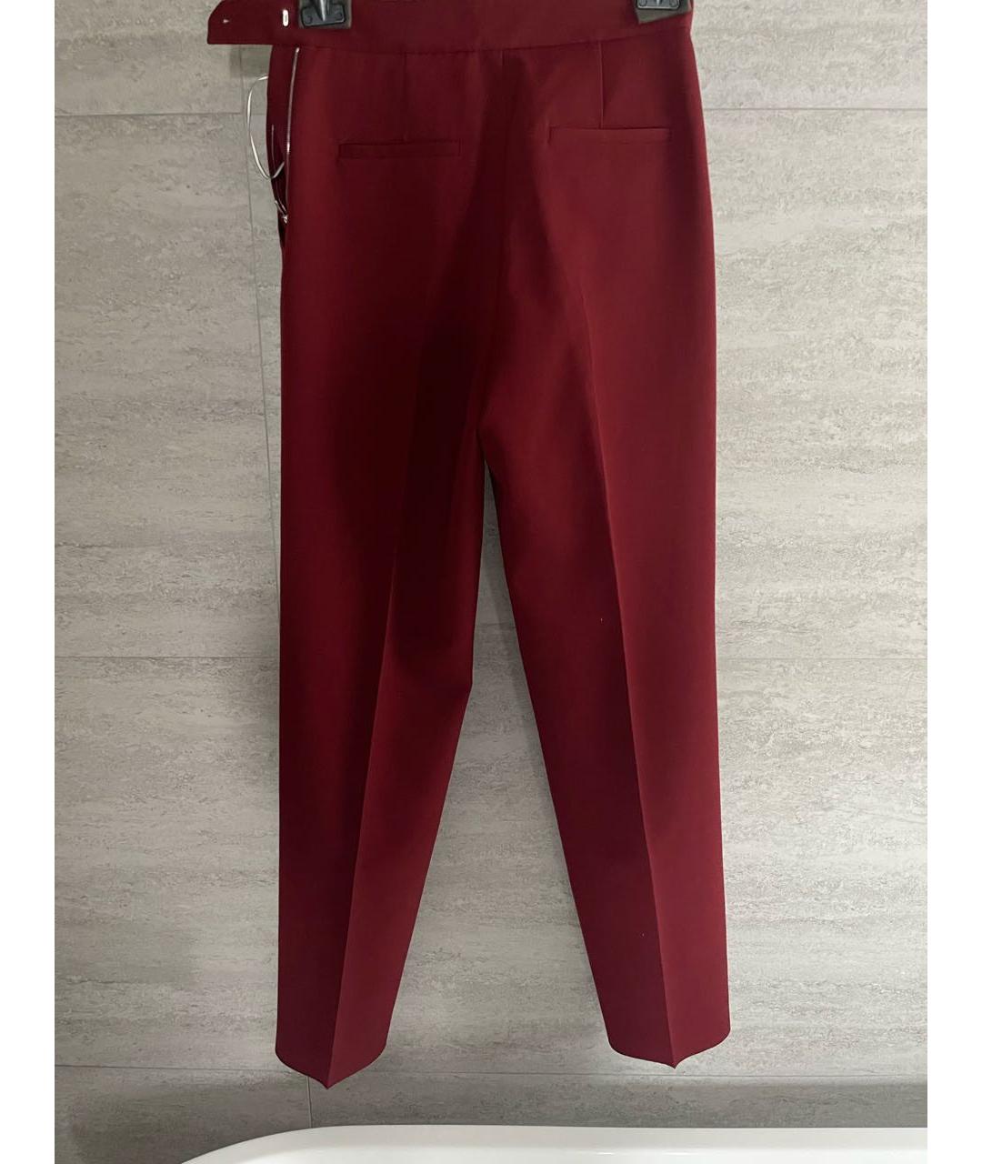 HERMES Бордовые шерстяные прямые брюки, фото 2