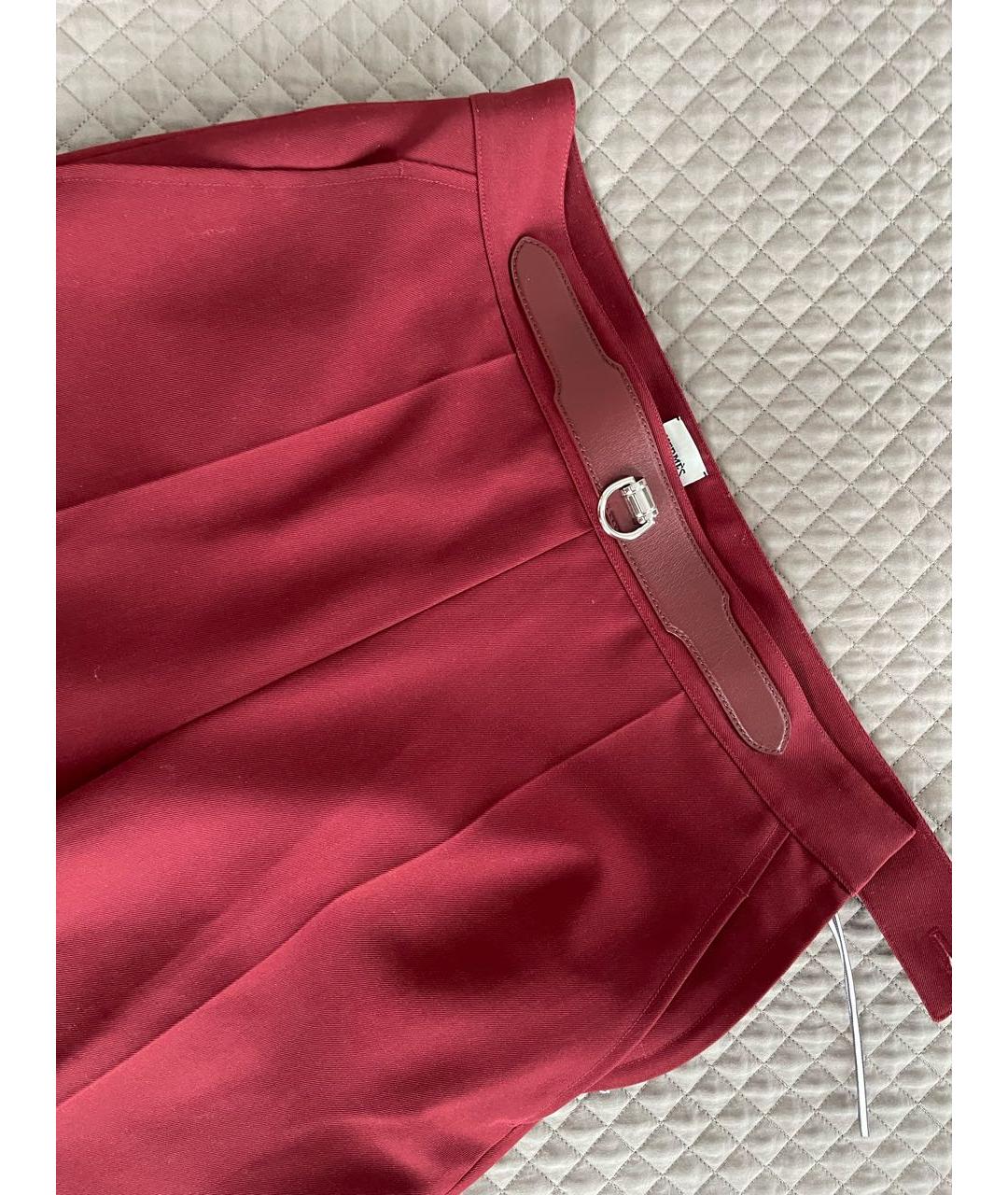 HERMES PRE-OWNED Бордовые шерстяные прямые брюки, фото 5
