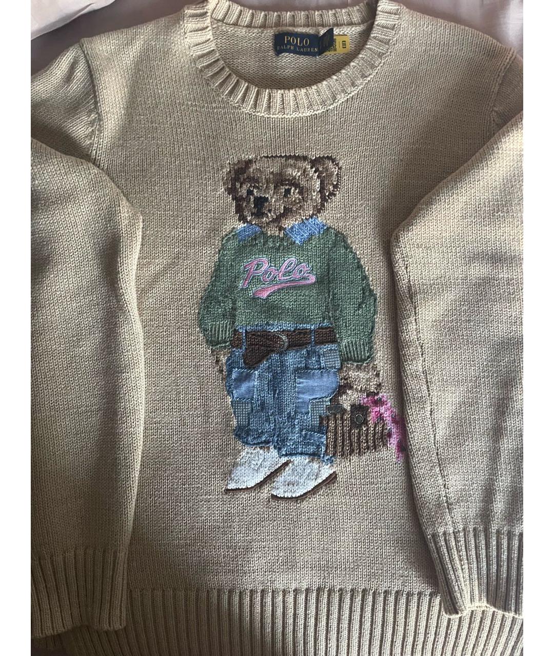 POLO RALPH LAUREN Бежевый хлопковый джемпер / свитер, фото 3
