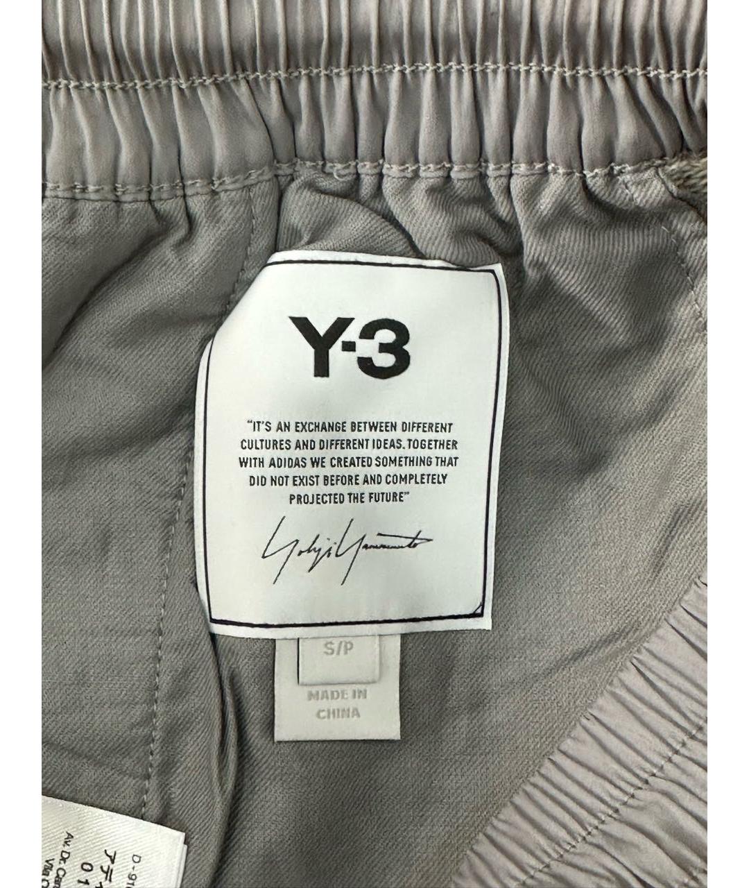 Y-3 Серые хлопко-эластановые шорты, фото 8