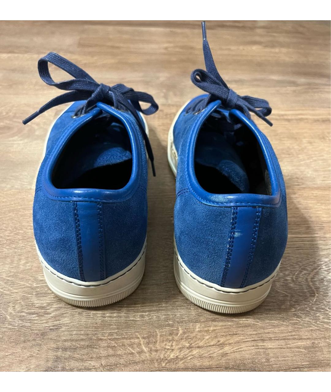 LANVIN Синие кожаные низкие кроссовки / кеды, фото 4