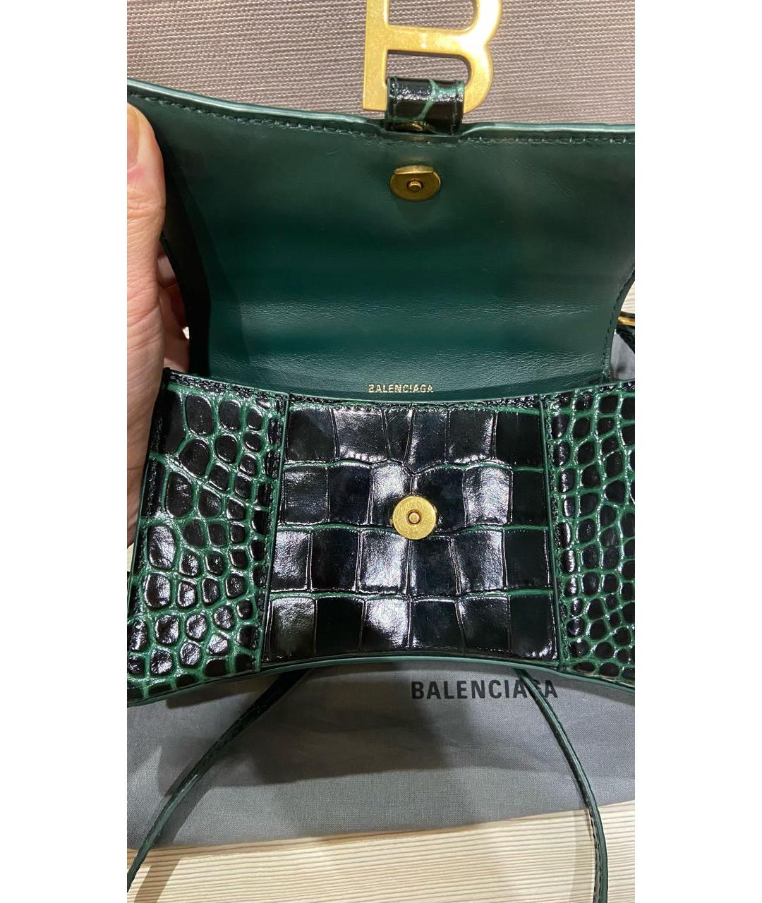 BALENCIAGA Зеленая кожаная сумка с короткими ручками, фото 4