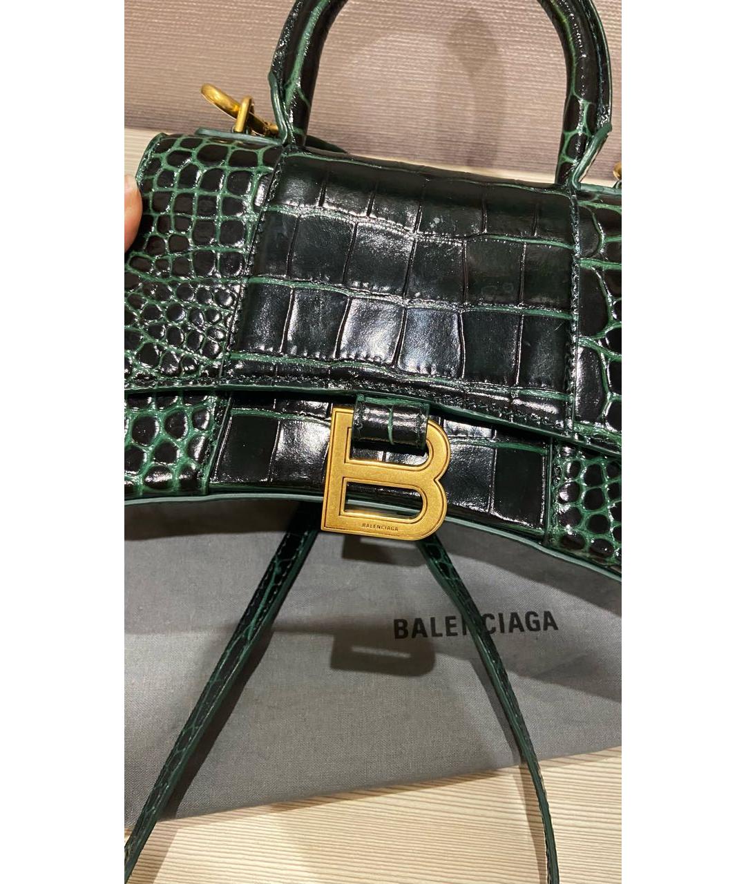 BALENCIAGA Зеленая кожаная сумка с короткими ручками, фото 2