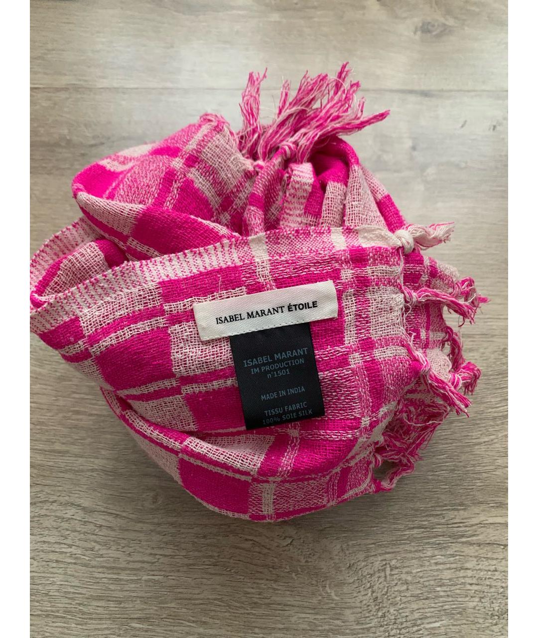 ISABEL MARANT ETOILE Розовый шелковый шарф, фото 2
