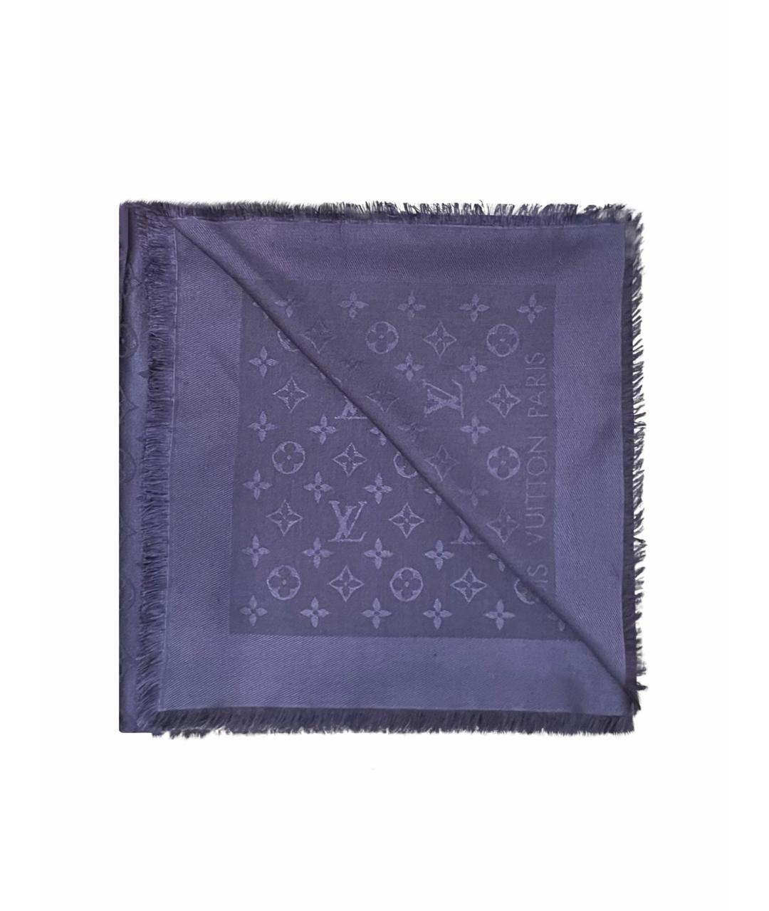 LOUIS VUITTON PRE-OWNED Темно-синий шерстяной платок, фото 1