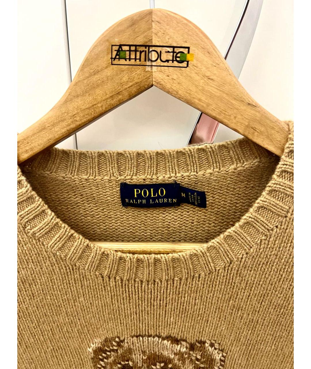 POLO RALPH LAUREN Коричневый шерстяной джемпер / свитер, фото 3