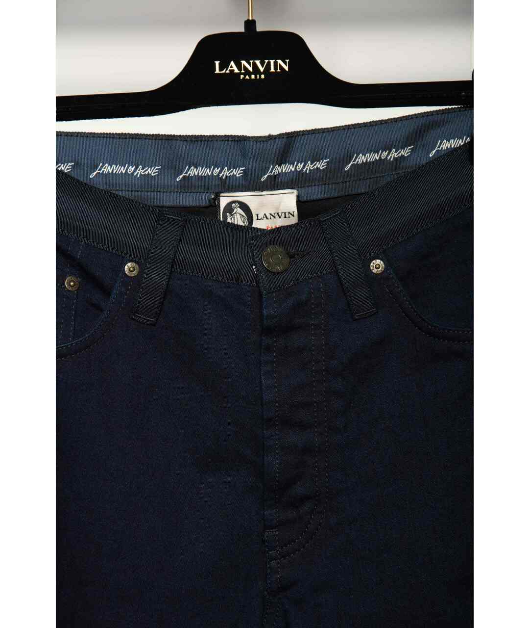 LANVIN Синие хлопковые прямые джинсы, фото 3