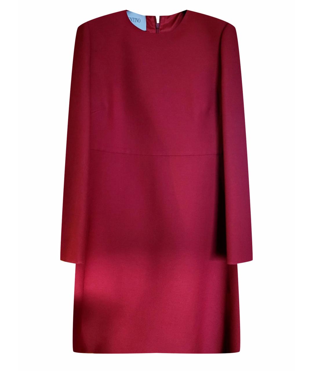 VALENTINO Бордовое шерстяное коктейльное платье, фото 1