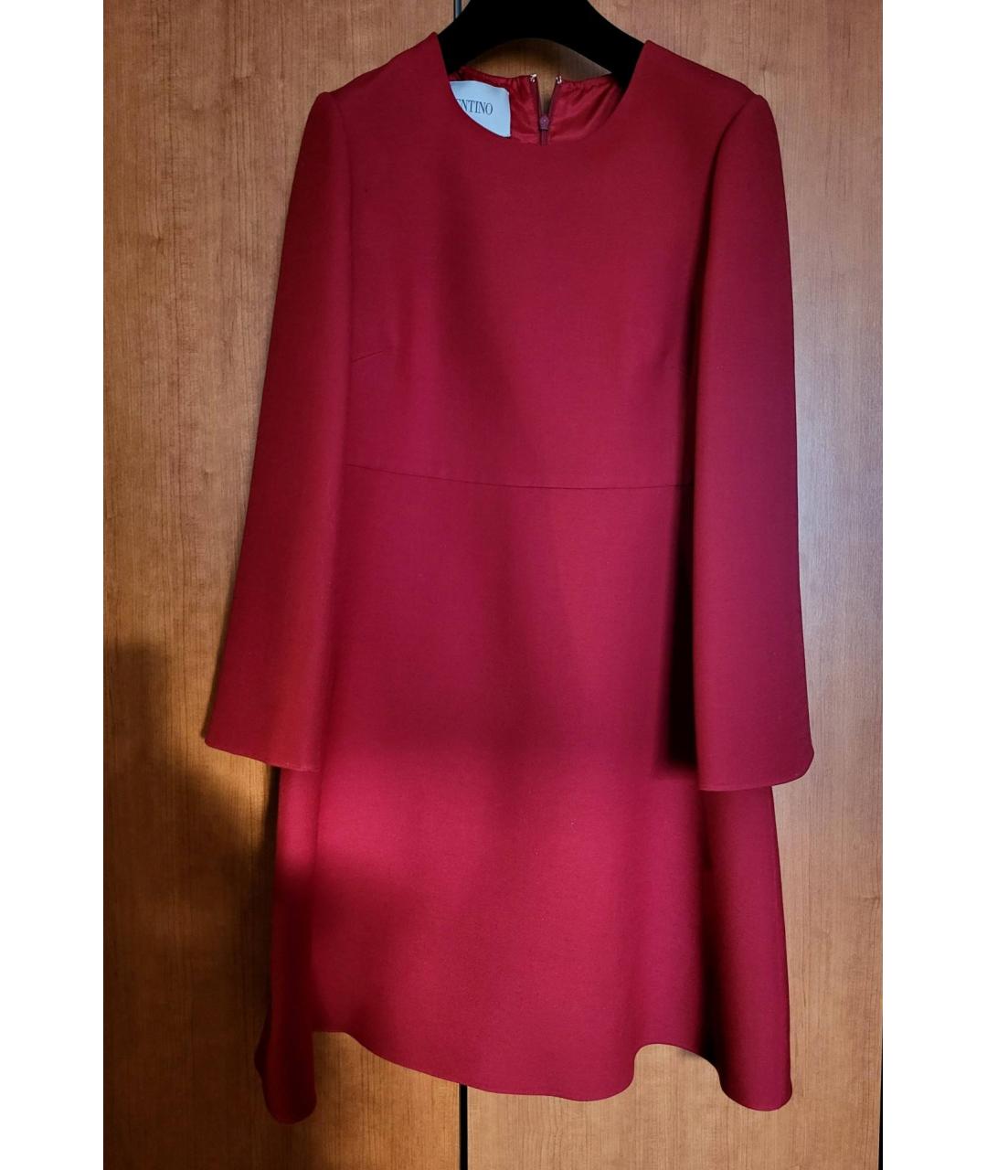 VALENTINO Бордовое шерстяное коктейльное платье, фото 10