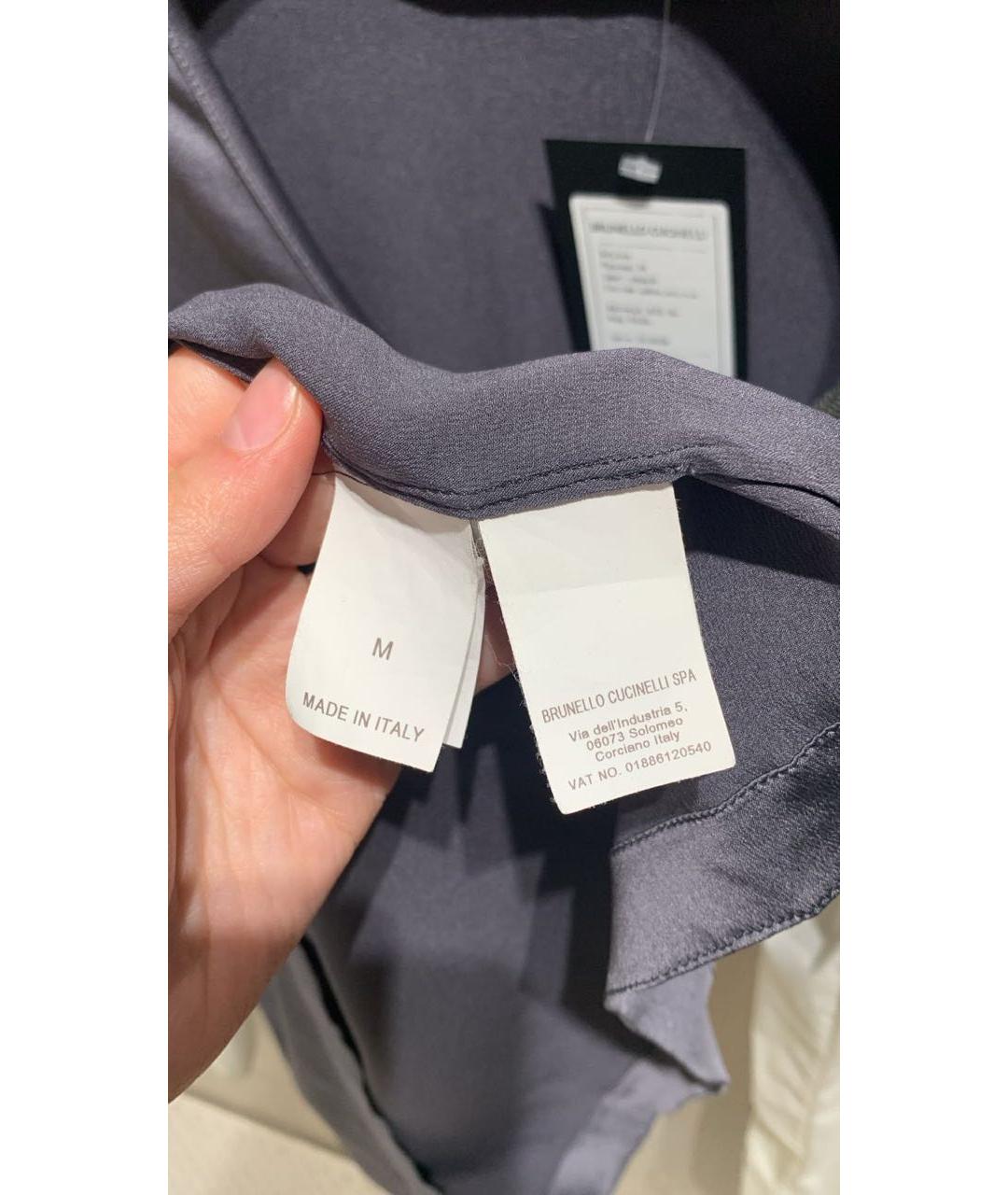 BRUNELLO CUCINELLI Серая шелковая блузы, фото 7