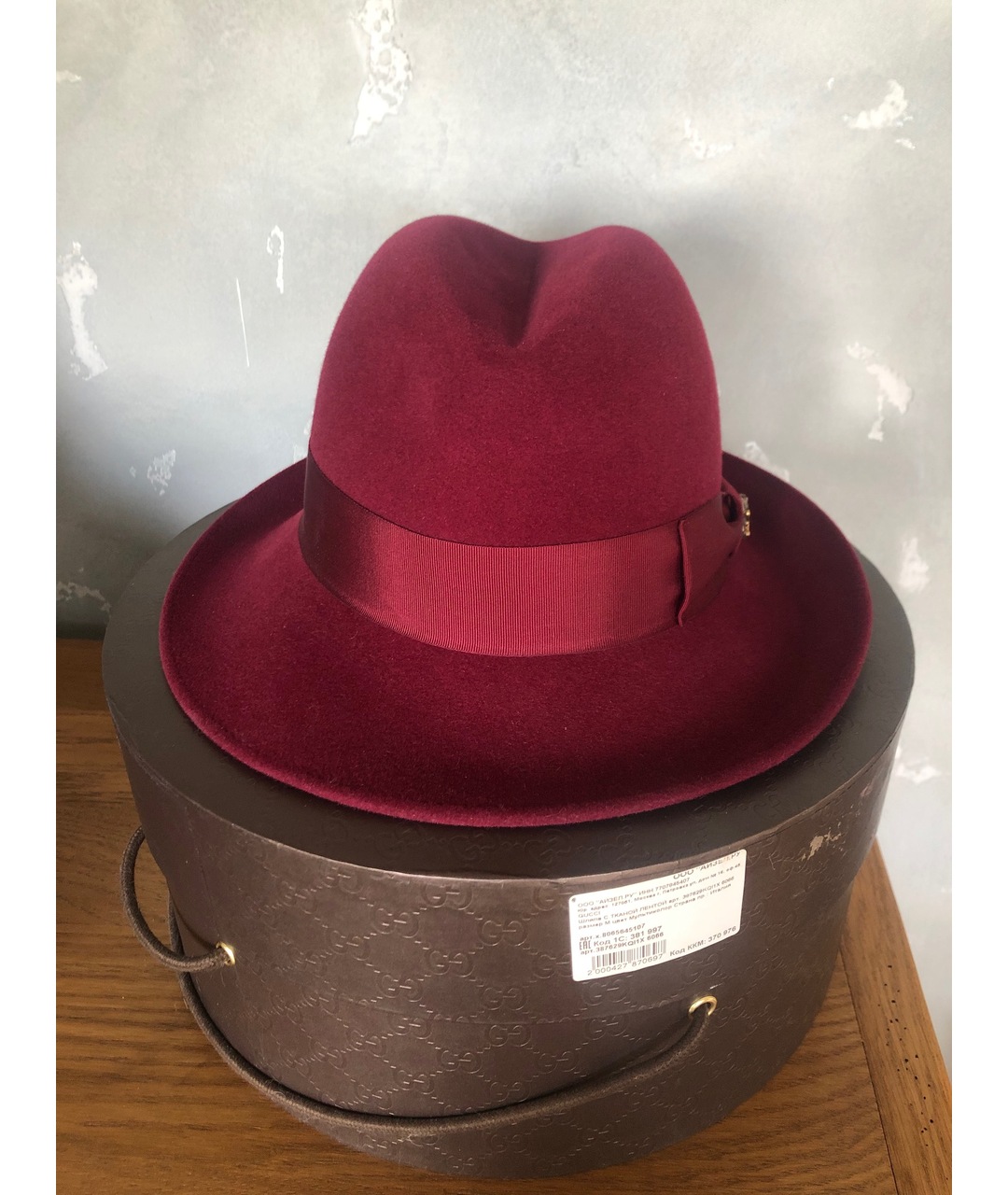 GUCCI Бордовая шерстяная шляпа, фото 3