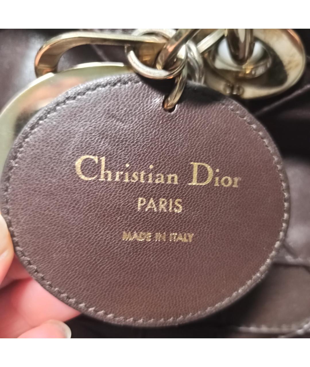 CHRISTIAN DIOR Коричневая кожаная сумка с короткими ручками, фото 4