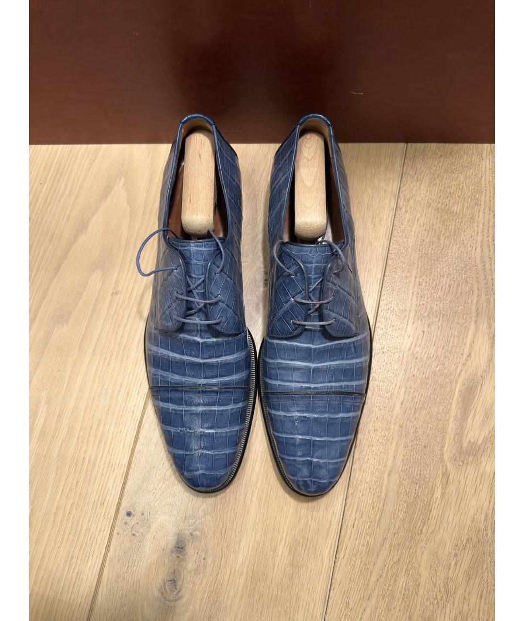 A.TESTONI Синие туфли из экзотической кожи, фото 3