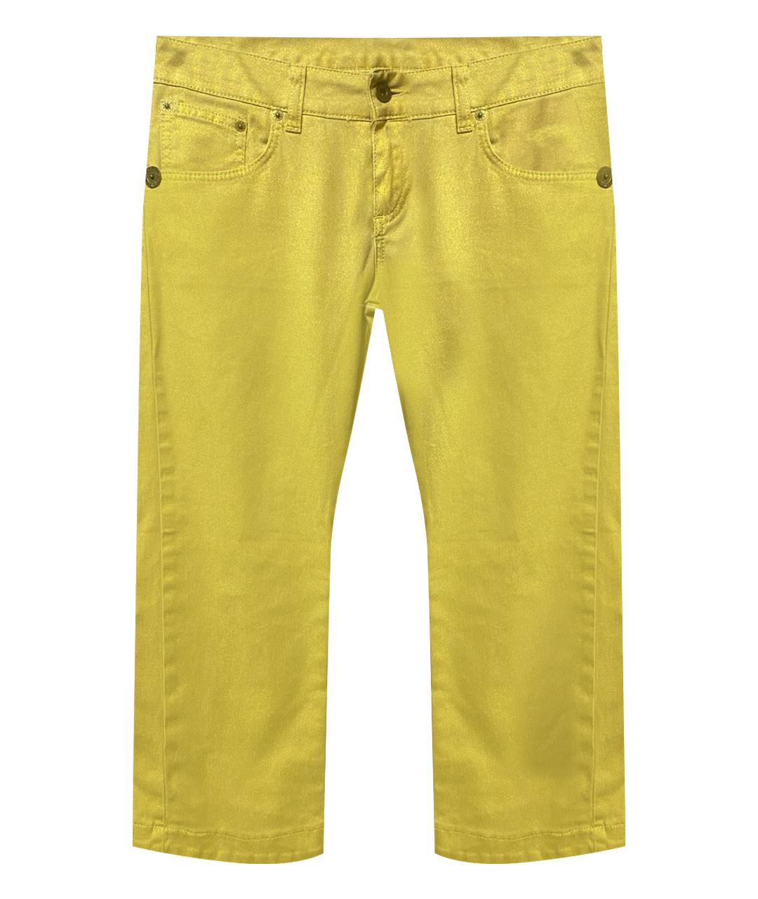 JOHN RICHMOND Золотые хлопко-эластановые прямые джинсы, фото 10