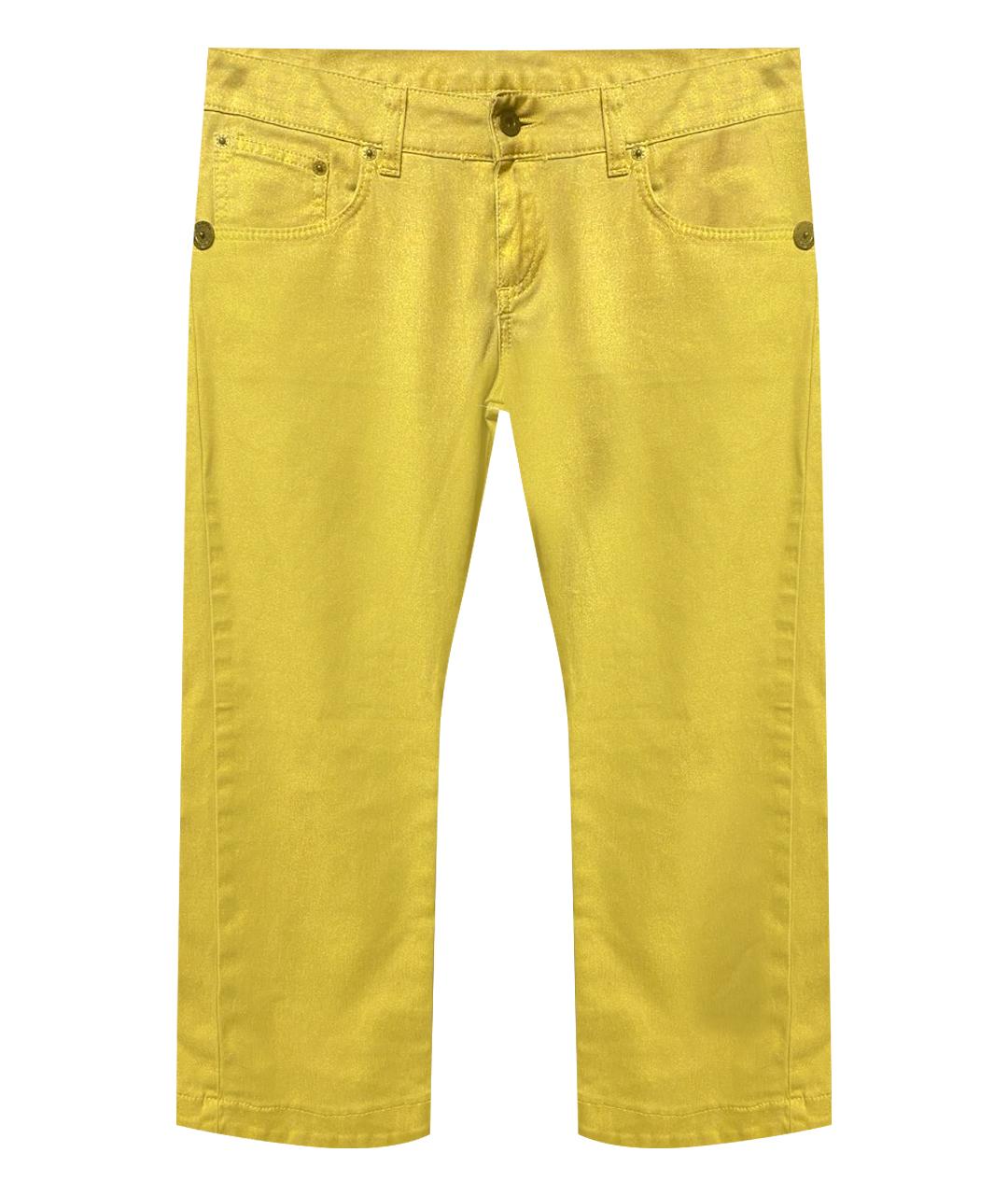 JOHN RICHMOND Золотые хлопко-эластановые прямые джинсы, фото 1