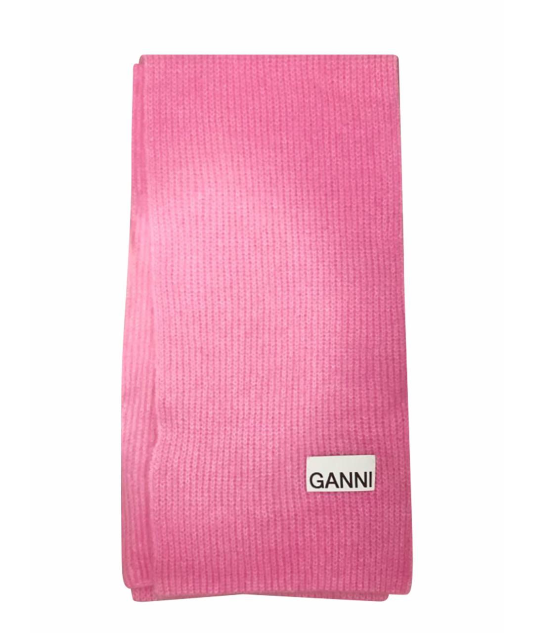 GANNI Розовый шерстяной шарф, фото 1