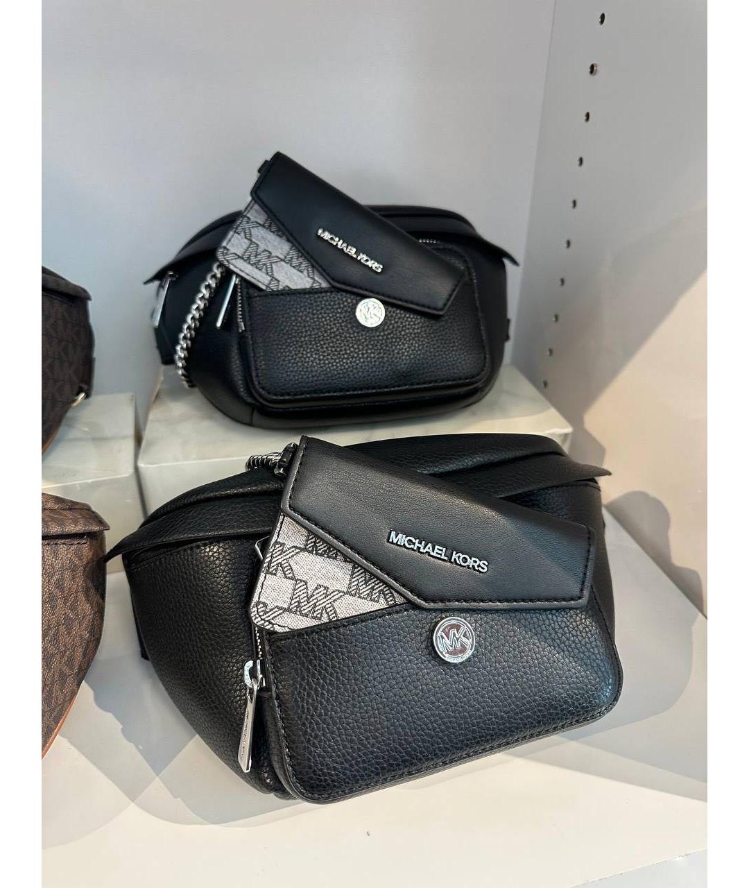 MICHAEL KORS Черная кожаная поясная сумка, фото 3