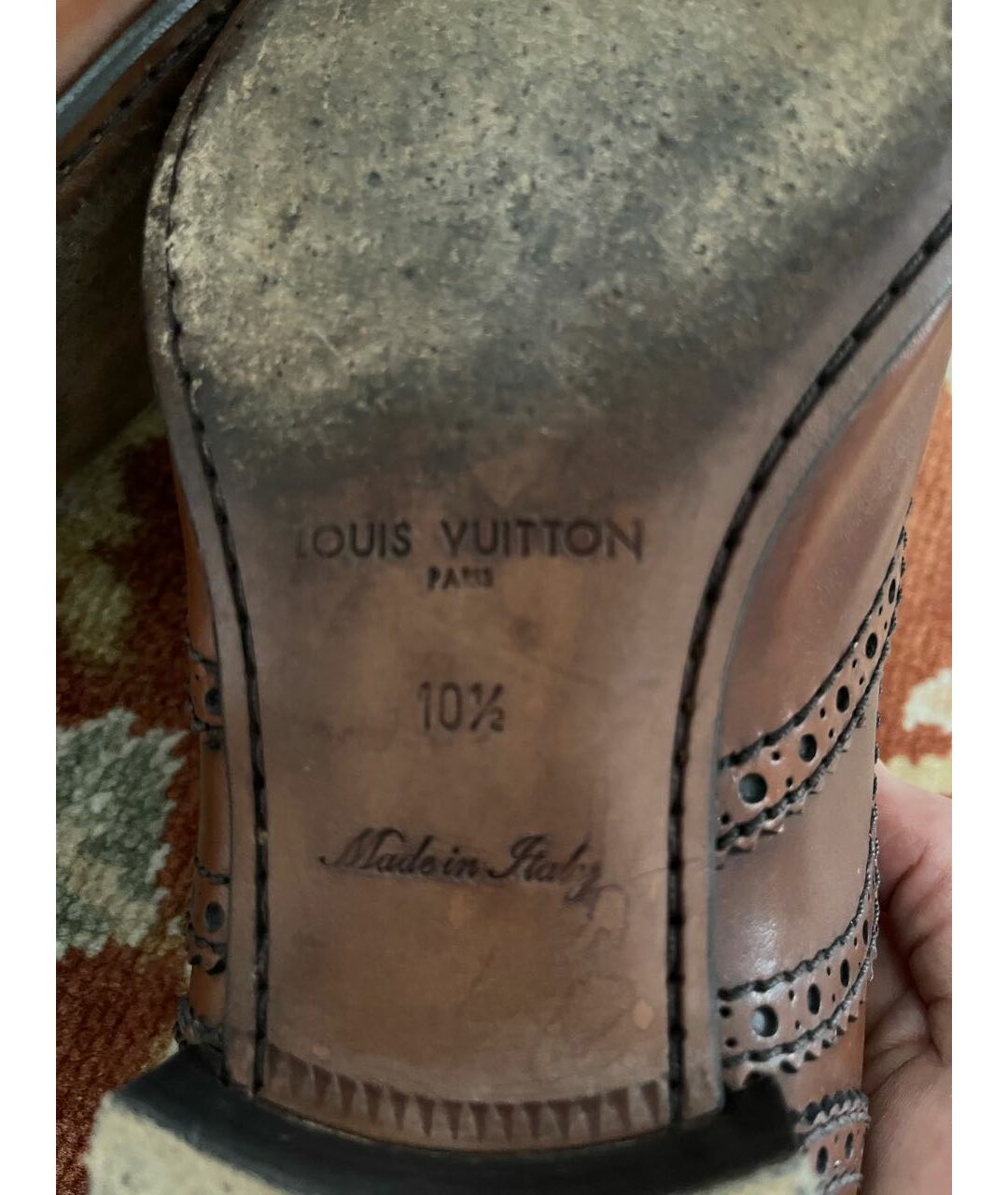 LOUIS VUITTON PRE-OWNED Коричневые кожаные низкие ботинки, фото 6