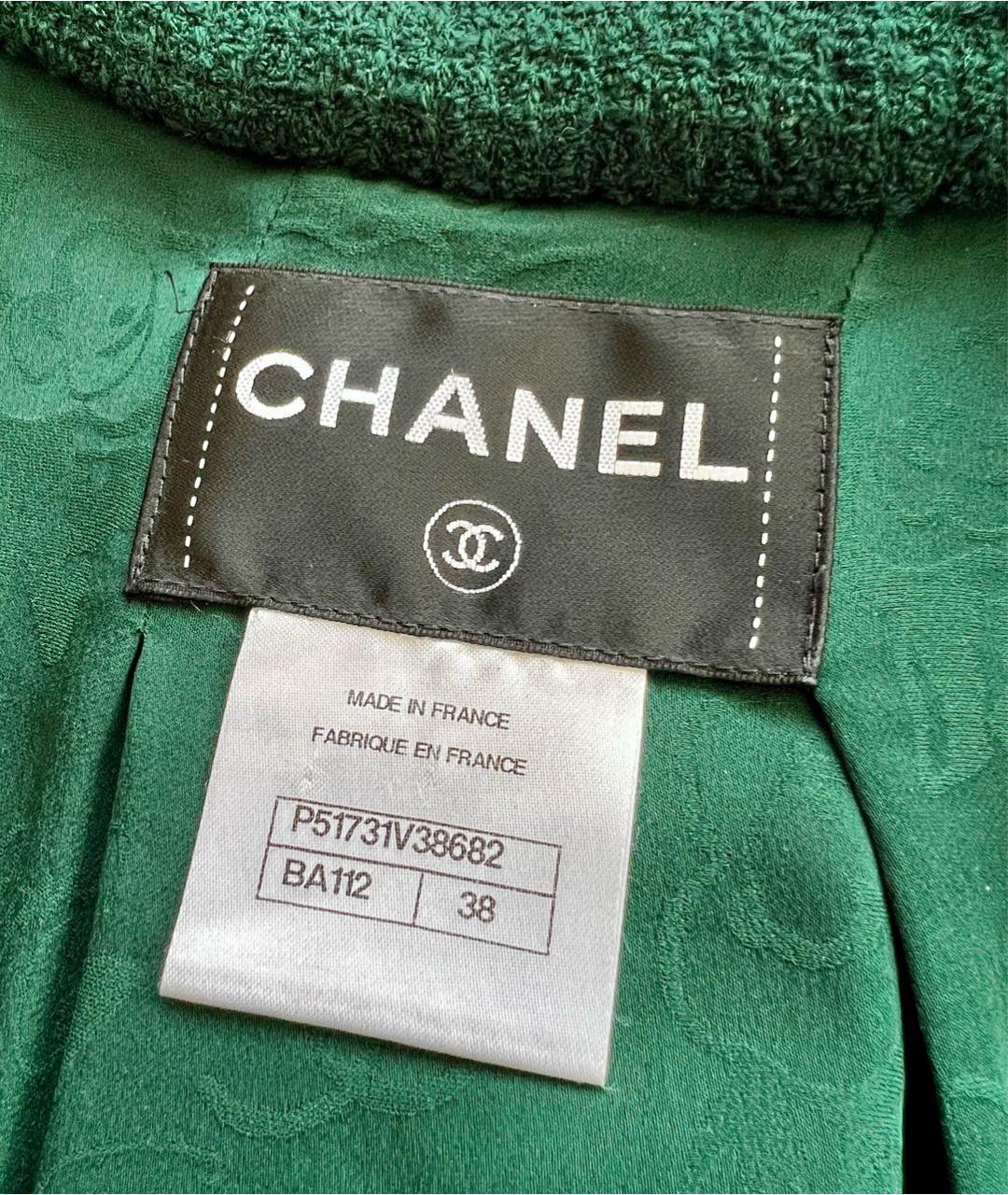 CHANEL Зеленый твидовый жакет/пиджак, фото 7