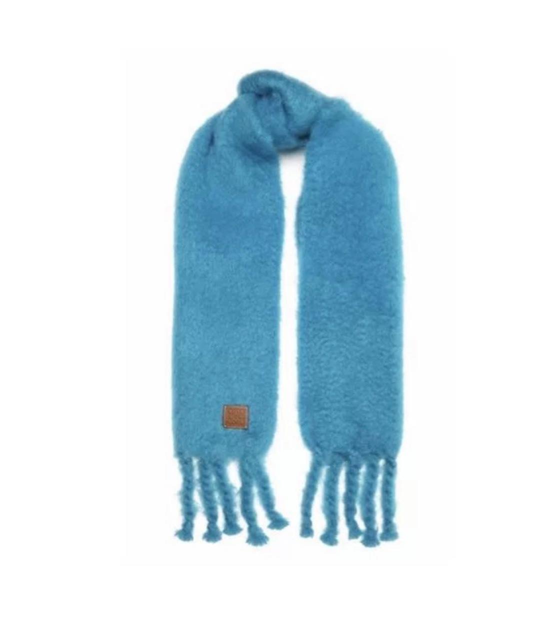 LOEWE Бирюзовый шерстяной шарф, фото 1
