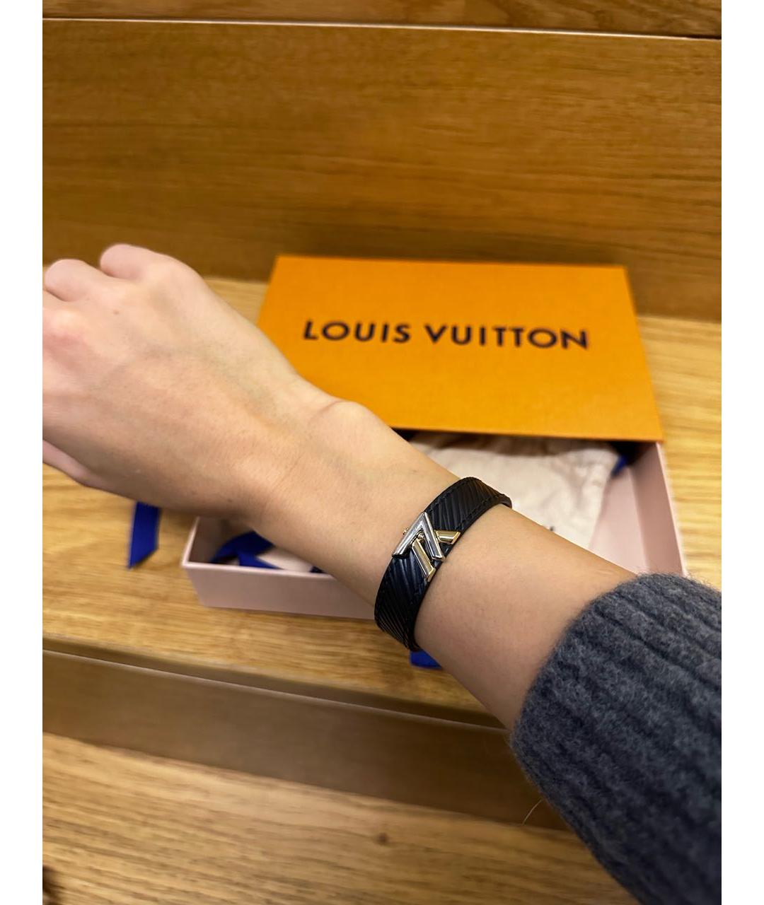 LOUIS VUITTON Черный кожаный браслет, фото 2