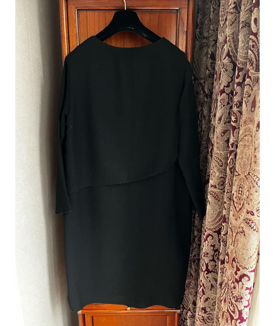 AGNONA Черное шерстяное повседневное платье, фото 2