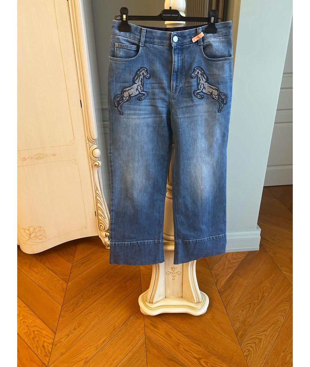 STELLA MCCARTNEY Синие хлопко-полиэстеровые прямые джинсы, фото 8