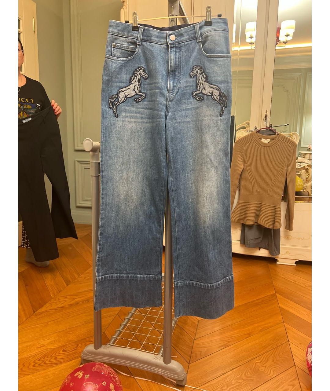 STELLA MCCARTNEY Синие хлопко-полиэстеровые прямые джинсы, фото 6