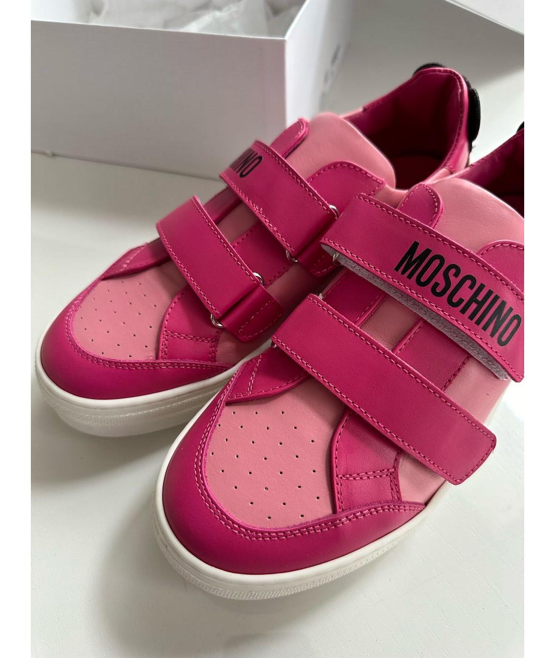 MOSCHINO Розовые кожаные кеды, фото 2