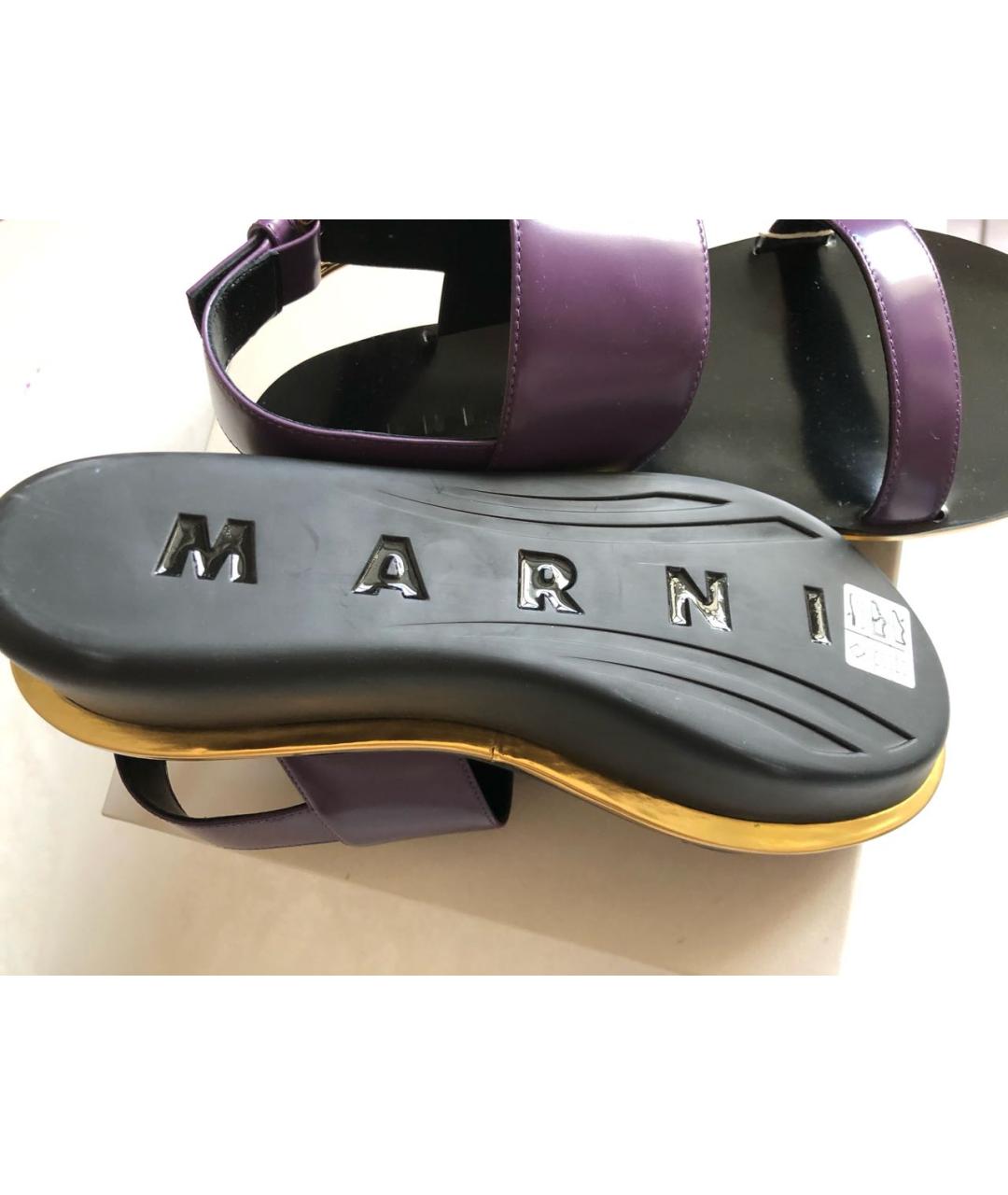 MARNI Фиолетовые кожаные босоножки, фото 3
