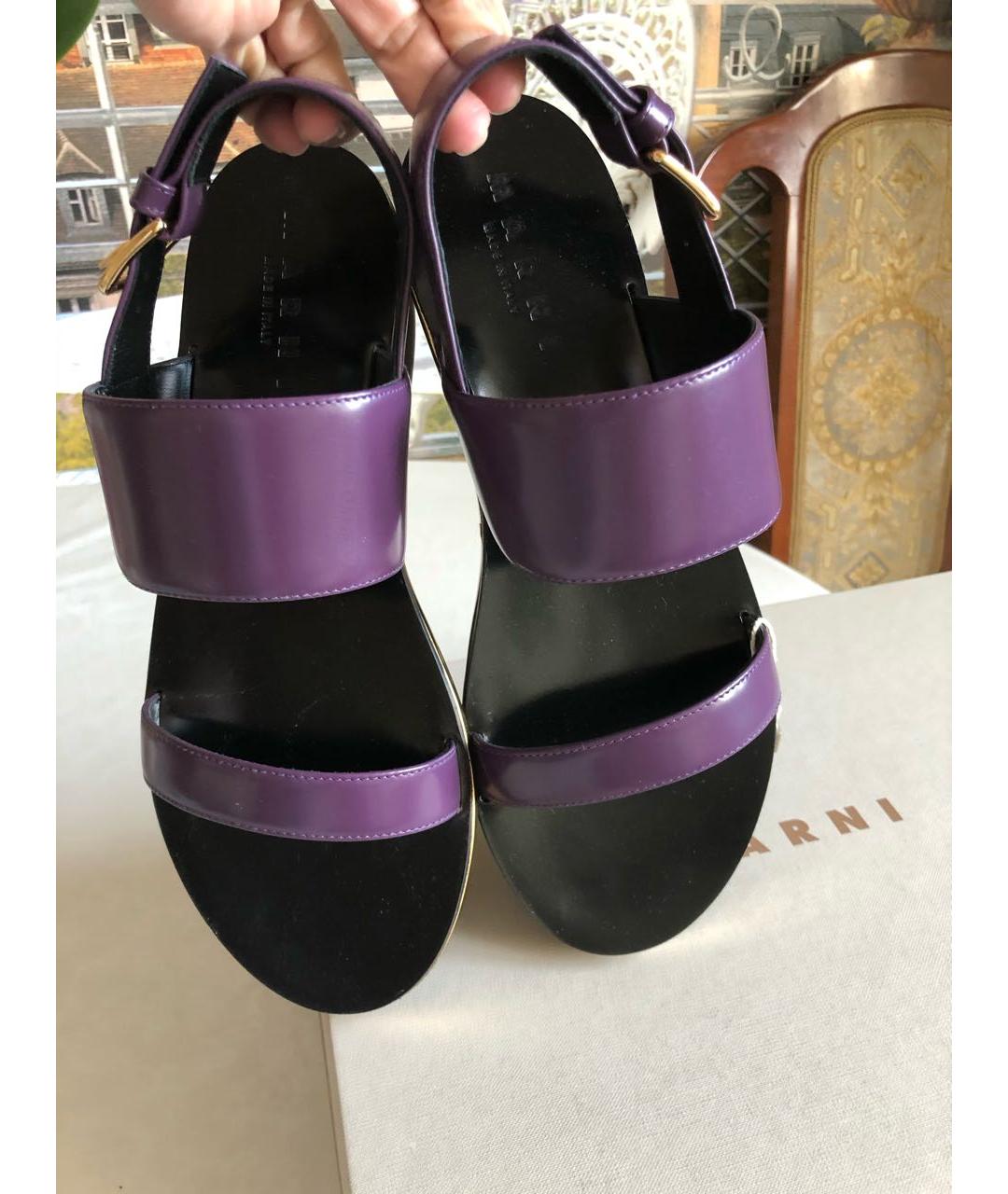 MARNI Фиолетовые кожаные босоножки, фото 2