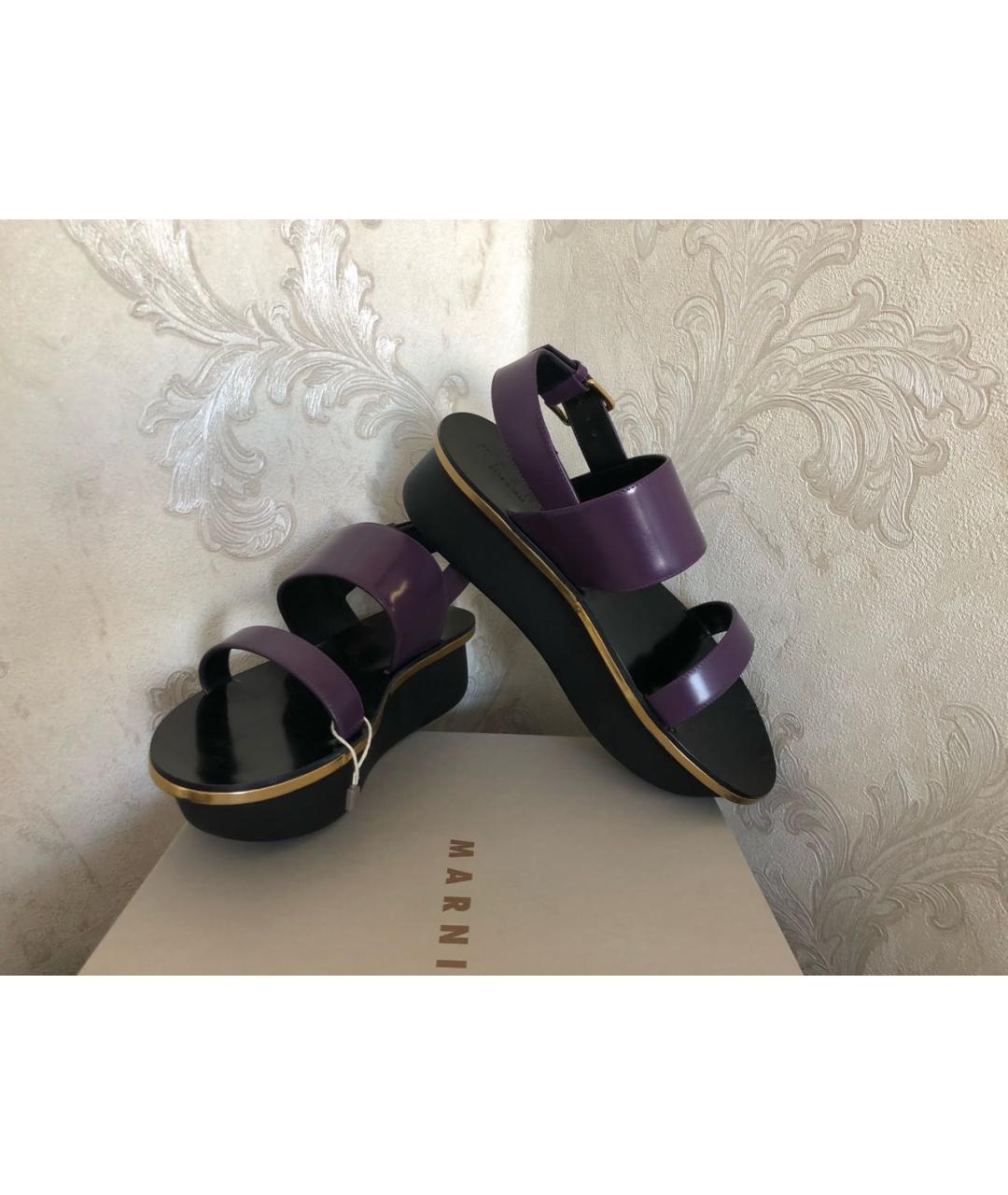 MARNI Фиолетовые кожаные босоножки, фото 6