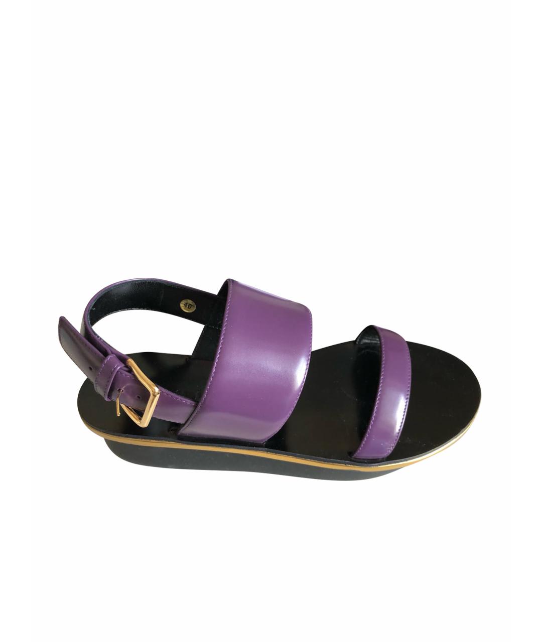 MARNI Фиолетовые кожаные босоножки, фото 9