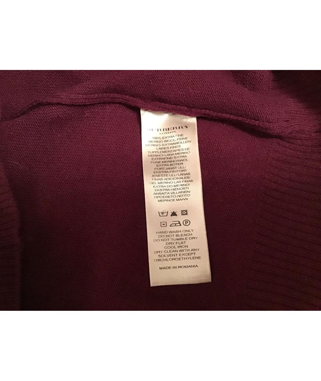 BURBERRY Бордовый шерстяной джемпер / свитер, фото 5