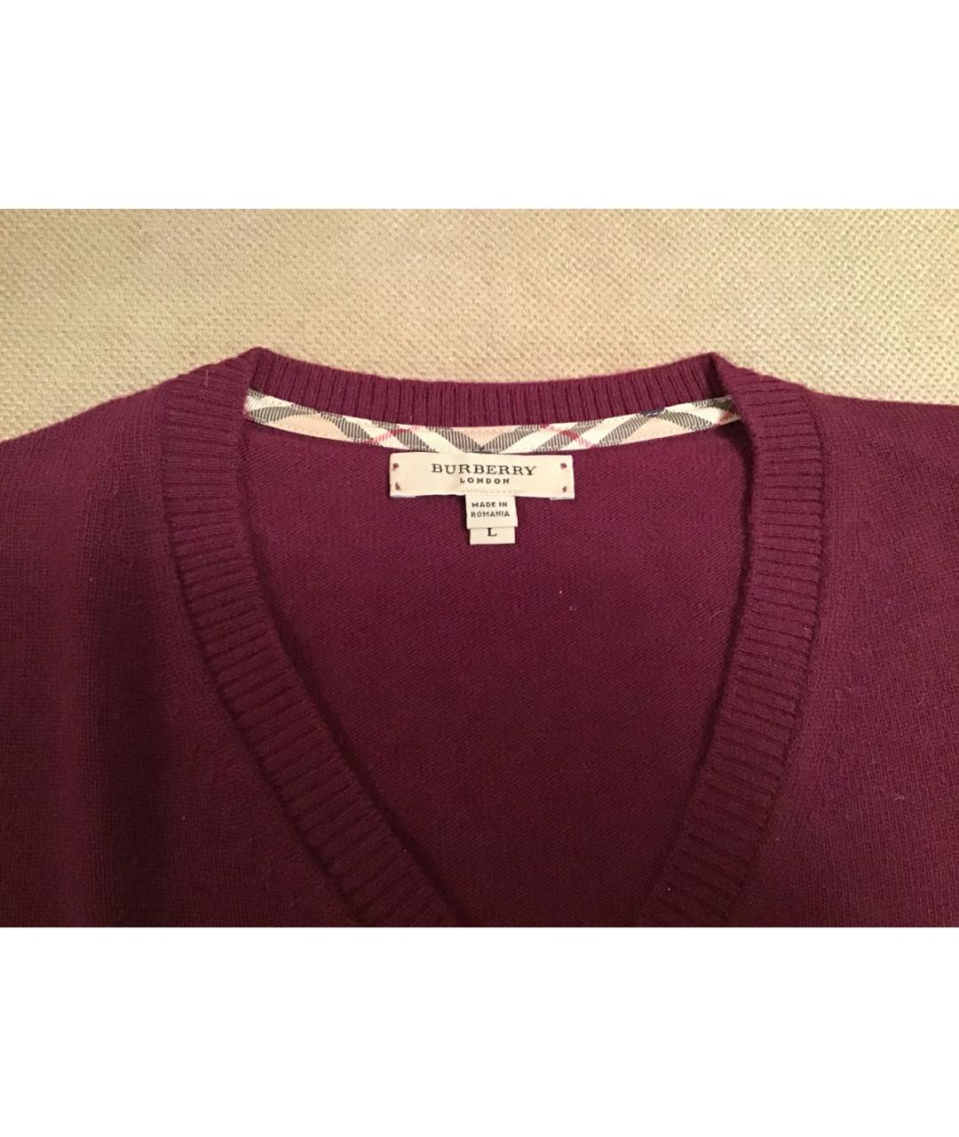 BURBERRY Бордовый шерстяной джемпер / свитер, фото 3