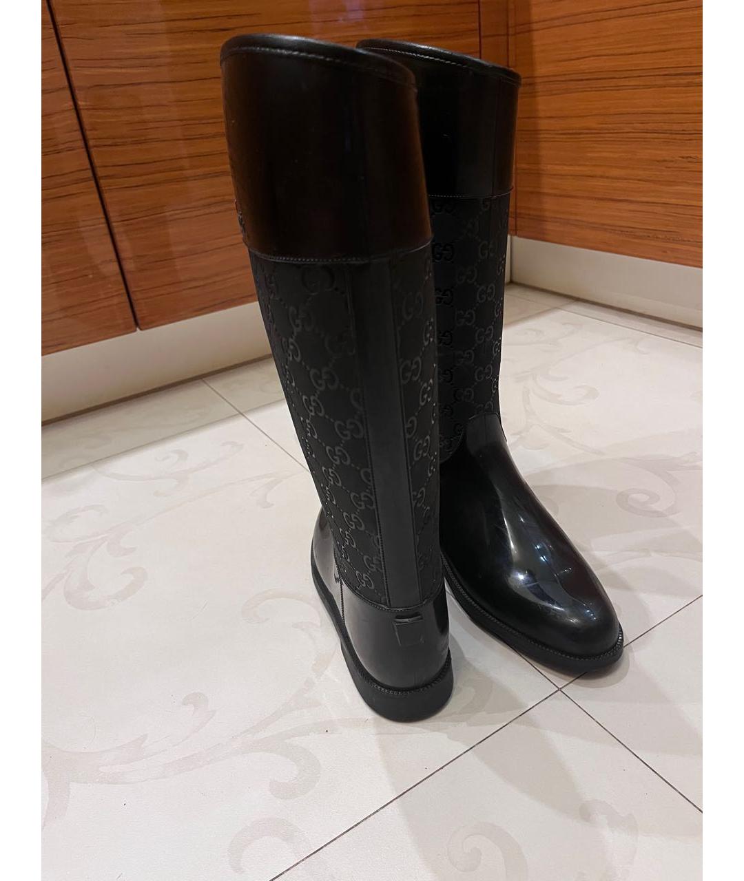GUCCI Черные резиновые сапоги, фото 3
