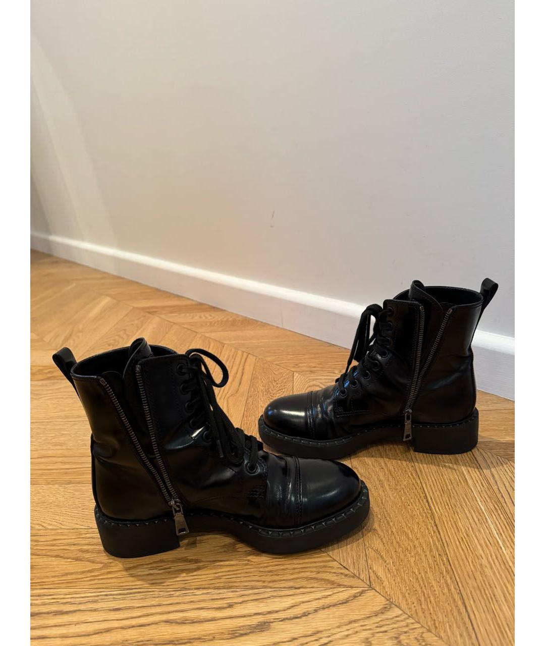 PRADA Черные кожаные ботинки, фото 3