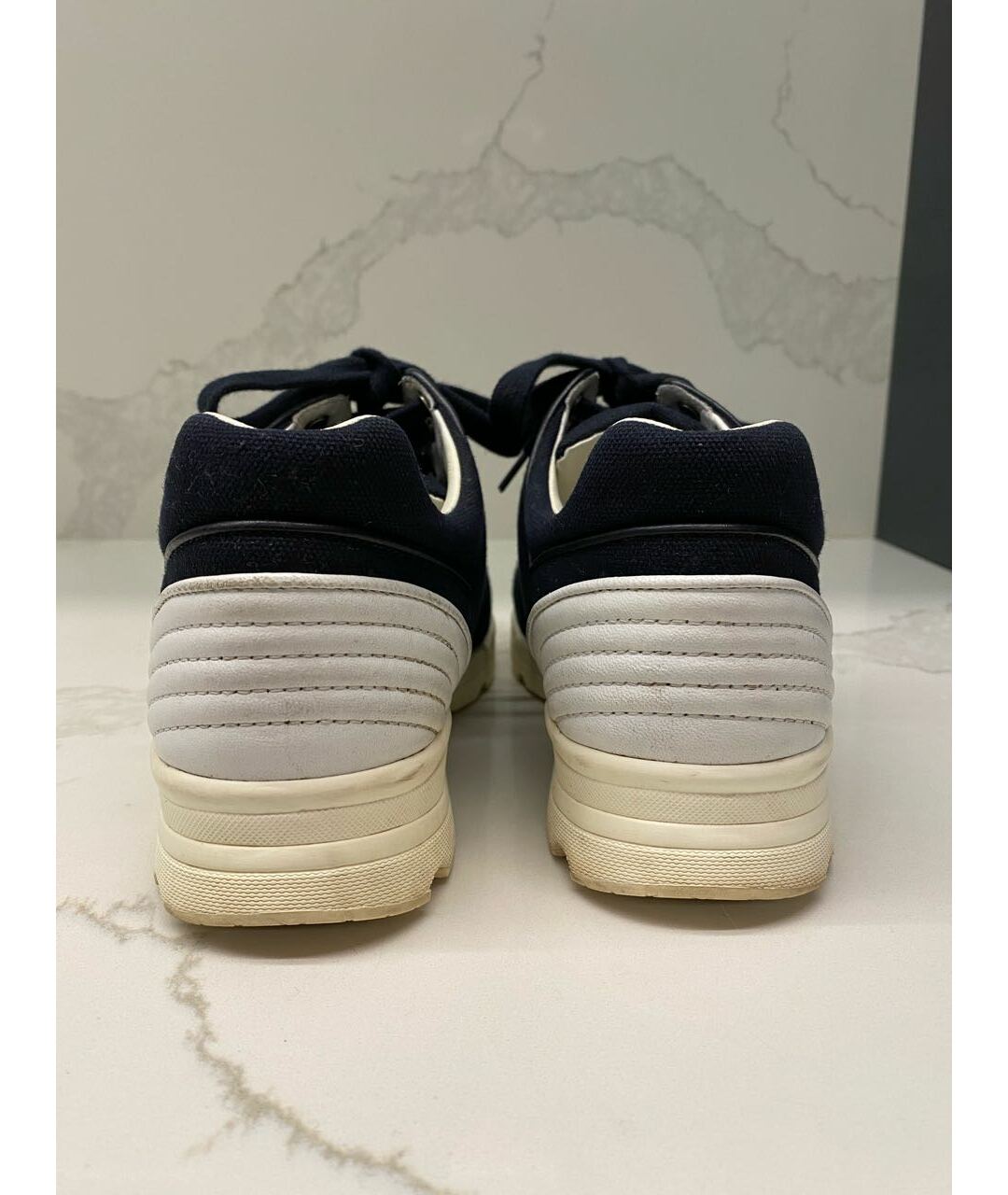 CHANEL PRE-OWNED Темно-синие текстильные кроссовки, фото 4