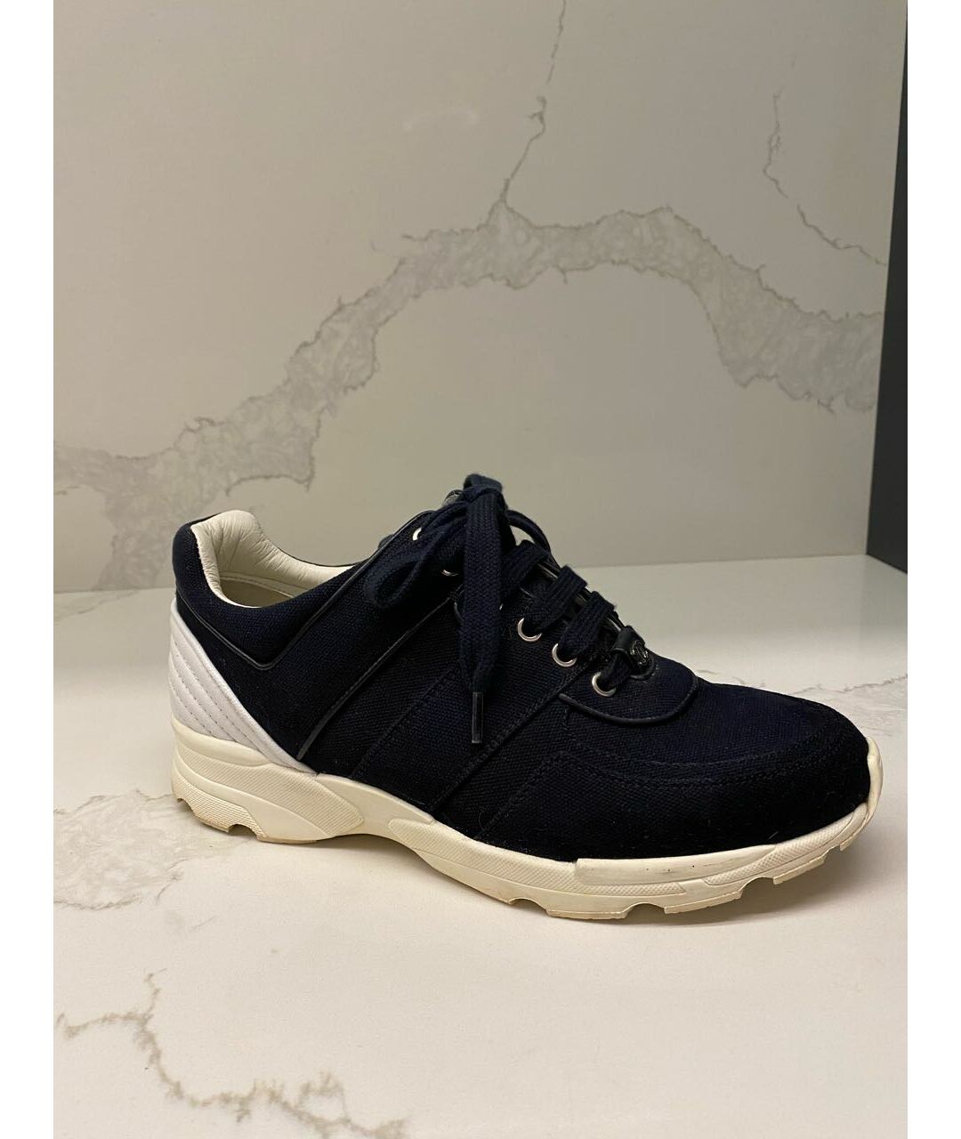 CHANEL PRE-OWNED Темно-синие текстильные кроссовки, фото 6