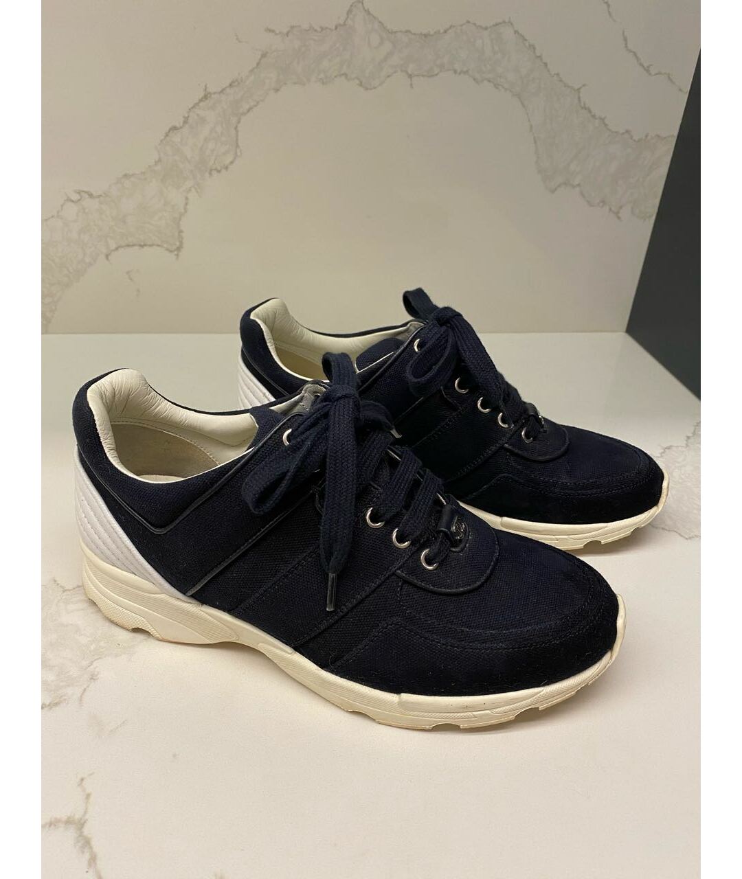 CHANEL PRE-OWNED Темно-синие текстильные кроссовки, фото 2