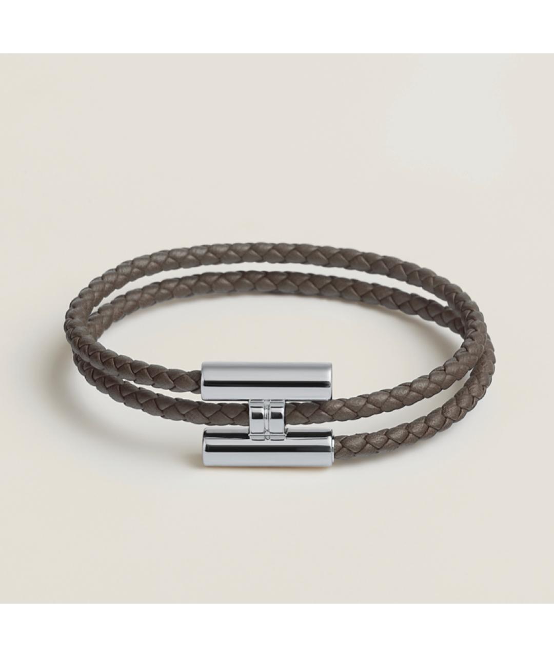 HERMES Серый кожаный браслет, фото 7