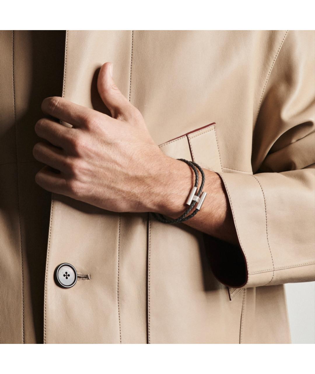 HERMES Серый кожаный браслет, фото 2