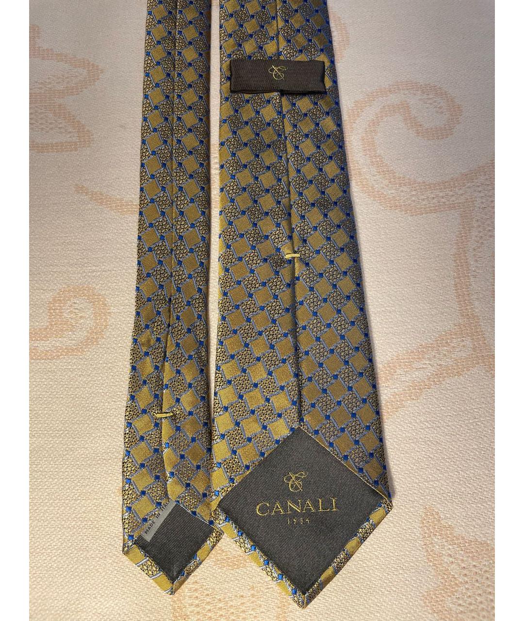 CANALI Золотой шелковый галстук, фото 3