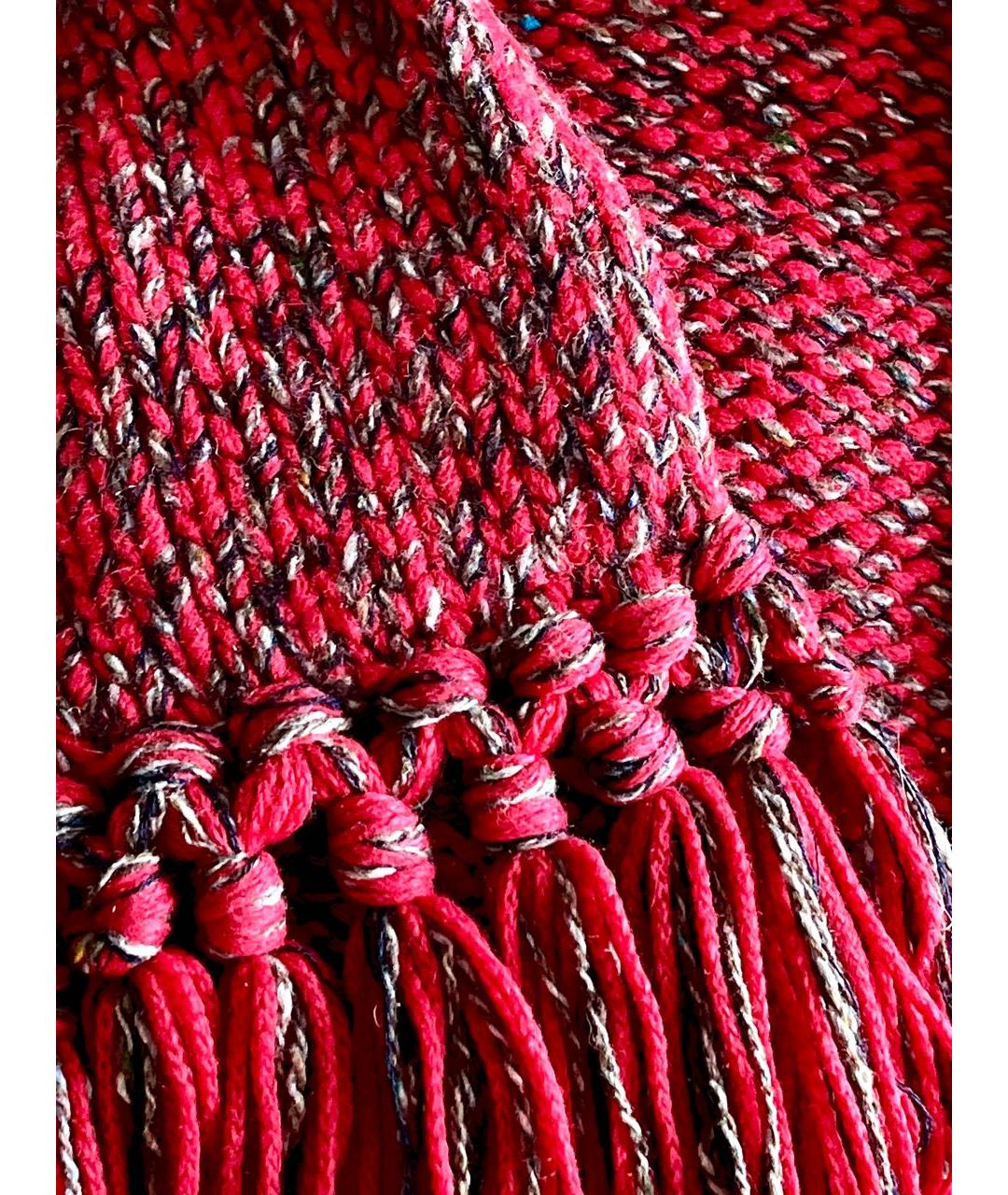 HERMES Красный шерстяной шарф, фото 6