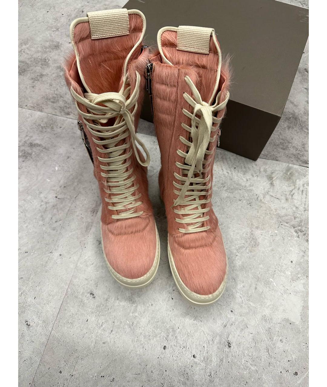 RICK OWENS Розовые высокие кроссовки / кеды, фото 2