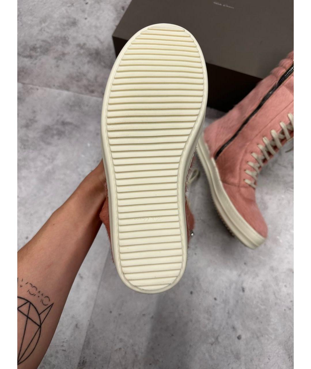 RICK OWENS Розовые высокие кроссовки / кеды, фото 4