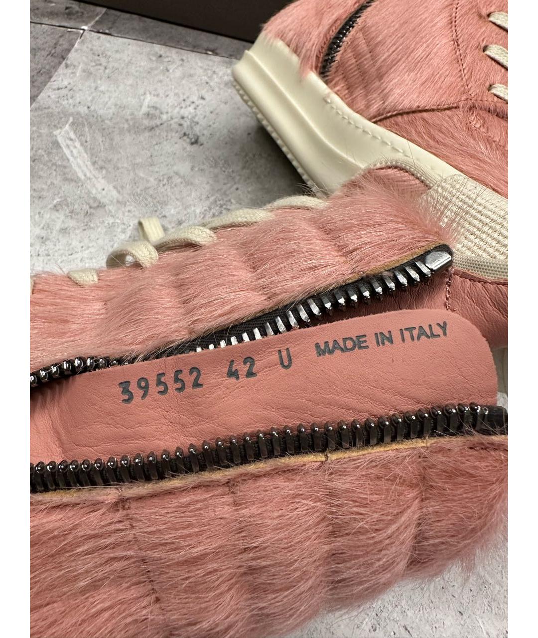 RICK OWENS Розовые высокие кроссовки / кеды, фото 6