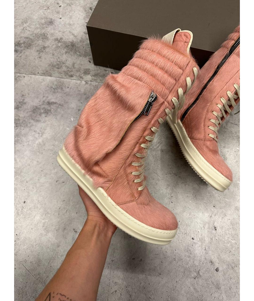 RICK OWENS Розовые высокие кроссовки / кеды, фото 3